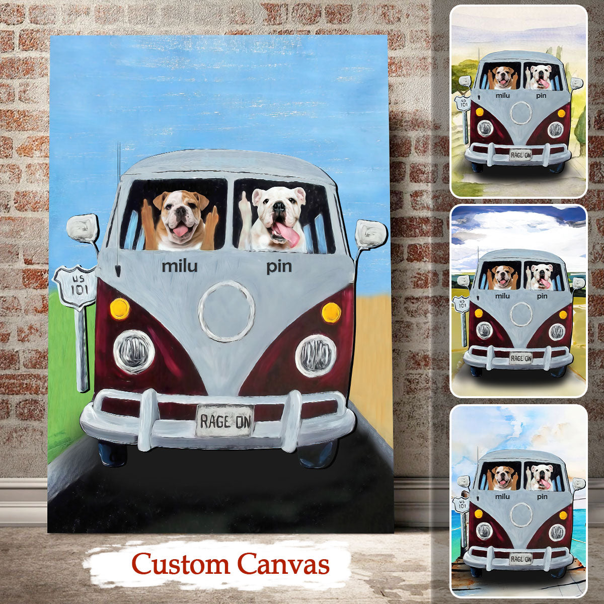 Customized Canvas Poster Wall Art Funny Pet In Car
