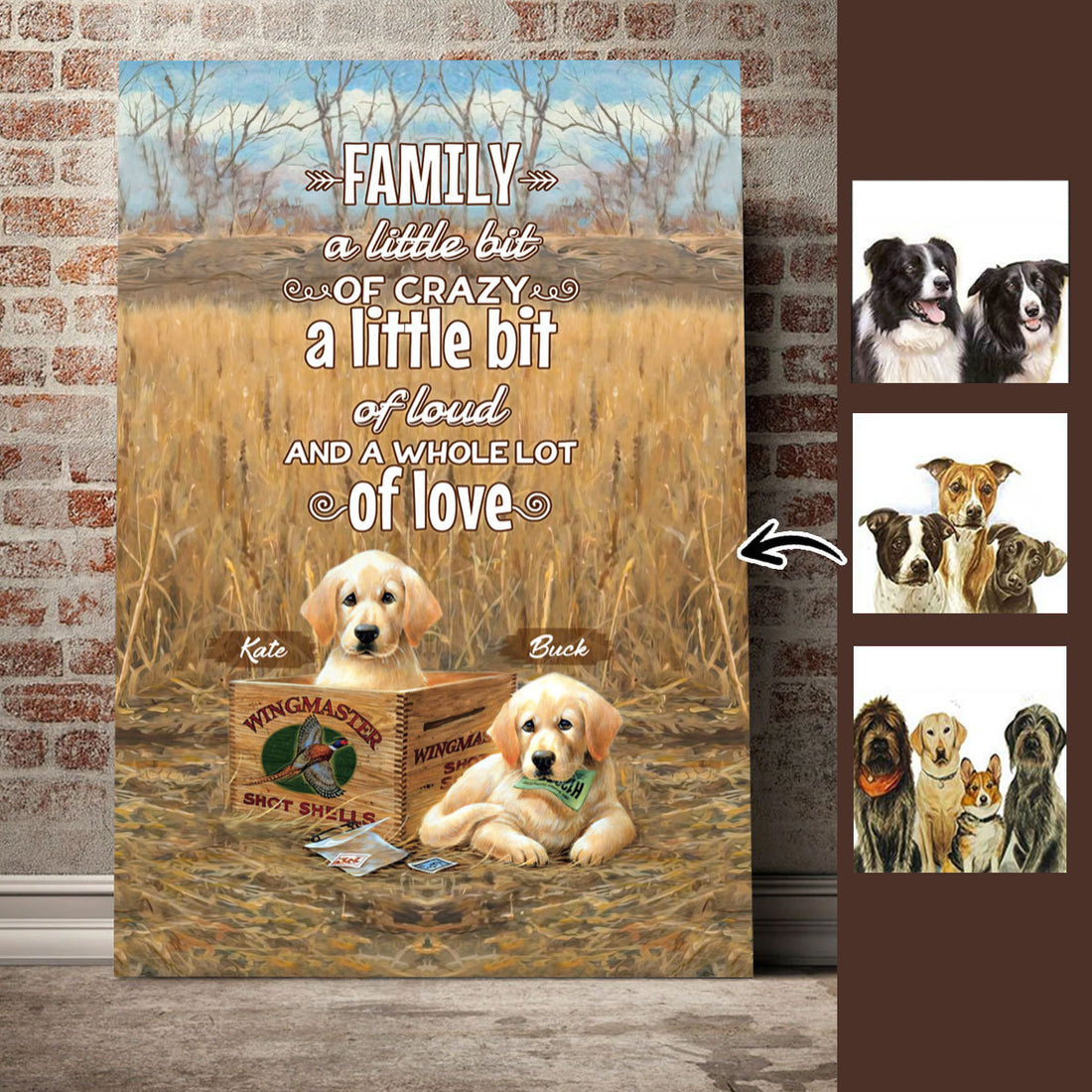 Personalized Photos Canvas Wall Art Wooden Pallet Family - A Little bit of Crazy - A Little bit of Loud - & A Whole Lot of Love