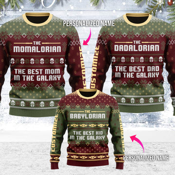 Customspig Ugly Christmas Sweater The Momalorian Custome Name 3D Apparel