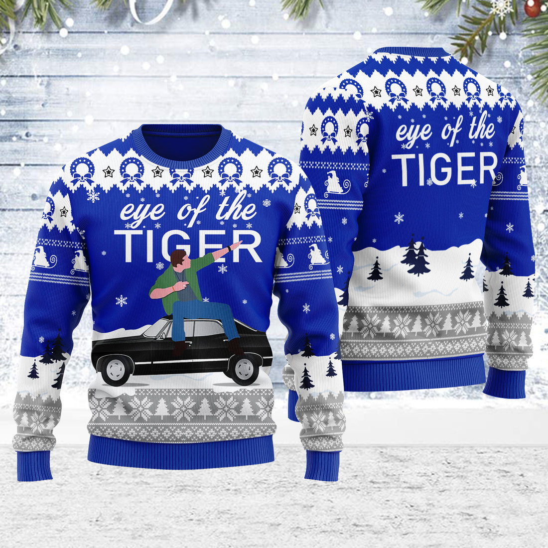 Customspig Ugly Christmas Sweater Eye Of The Tiger 3D Apparel