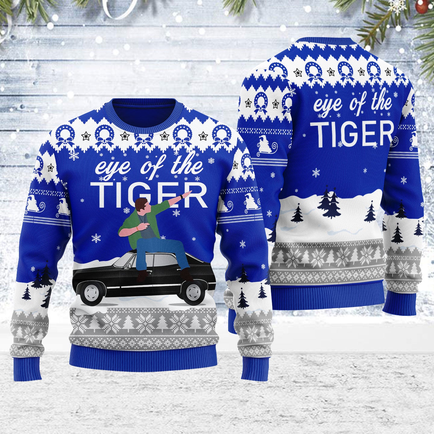 Customspig Ugly Christmas Sweater Eye Of The Tiger 3D Apparel