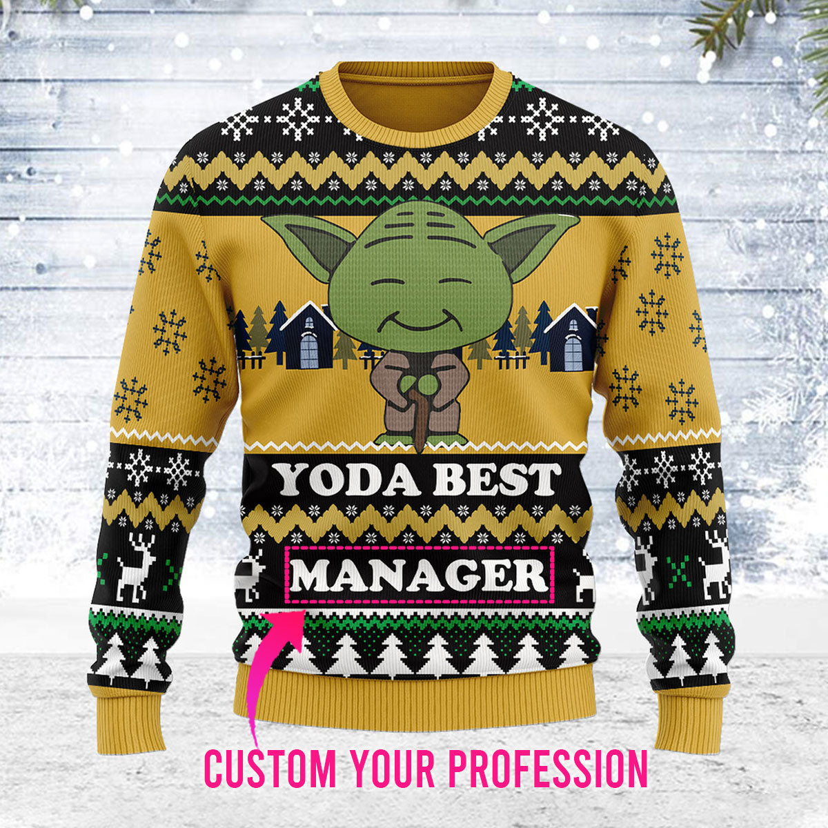 Customspig Ugly Christmas Sweater Yoda Best Custom Profession 3D Apparel