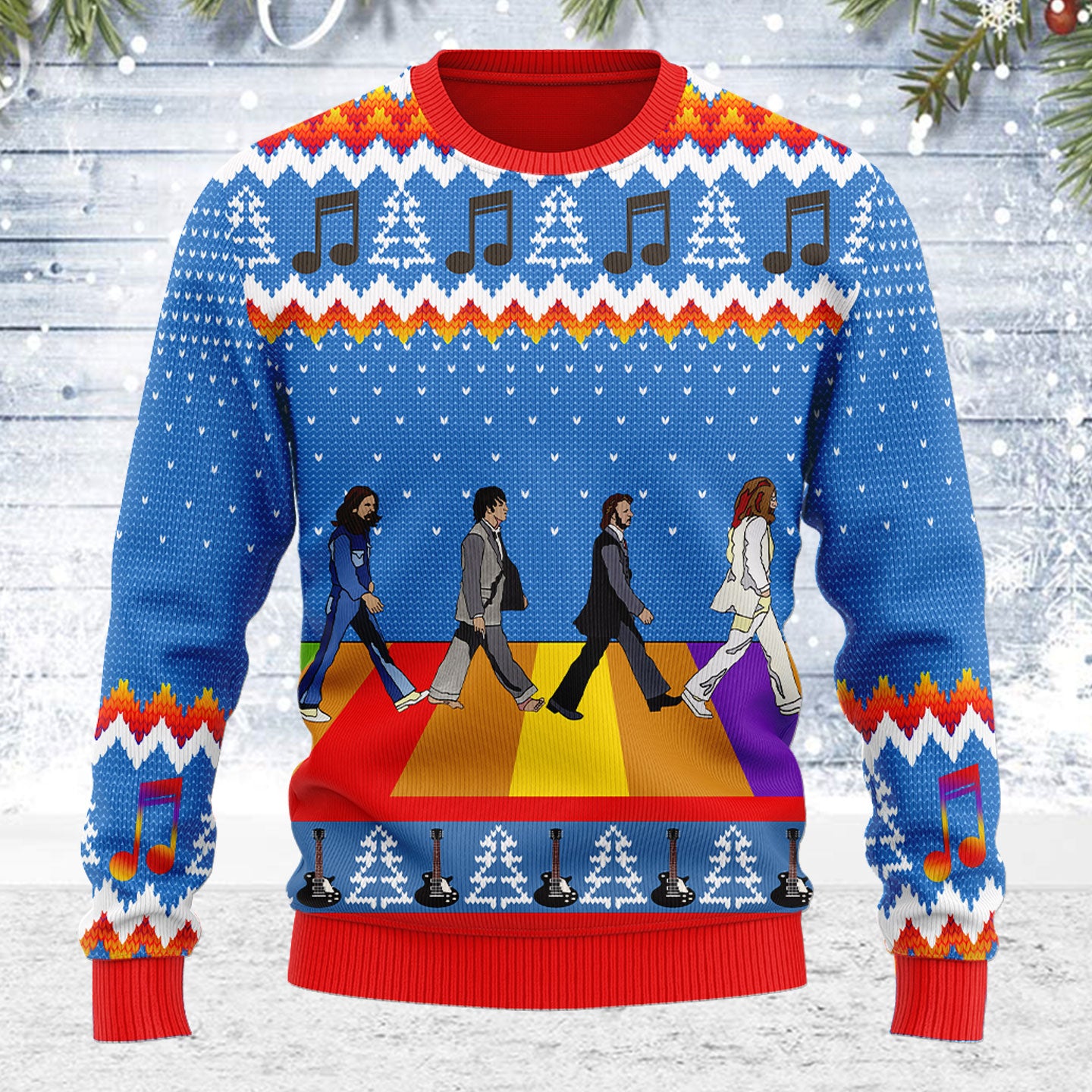 Customspig Ugly Christmas Sweater The Beatles Hippie 3D Apparel