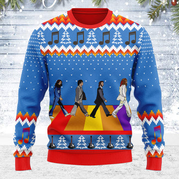 Customspig Ugly Christmas Sweater The Beatles Hippie 3D Apparel