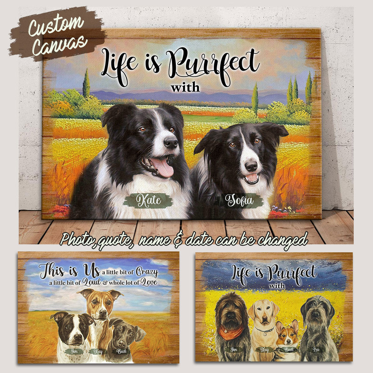 Dog Lovers Customized Photos Canvas Poster Wall Art This Is Us A Little Bit Of Crazy A Little Bit Of Loud