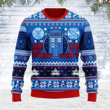Customspig Ugly Christmas Sweater A Timey Wimey 3D Apparel