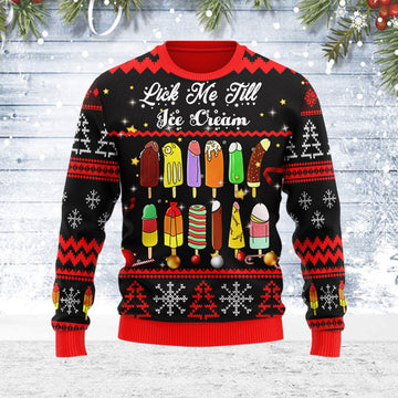 Customspig Ugly Christmas Sweater  Lick Me Till Ice Cream 3D Apparel