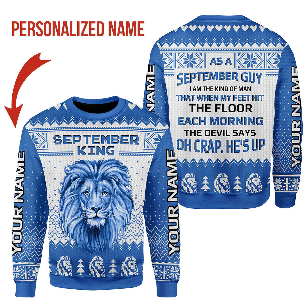 CustomsPig Personalized Ugly Sweater September Guy All Over Printed