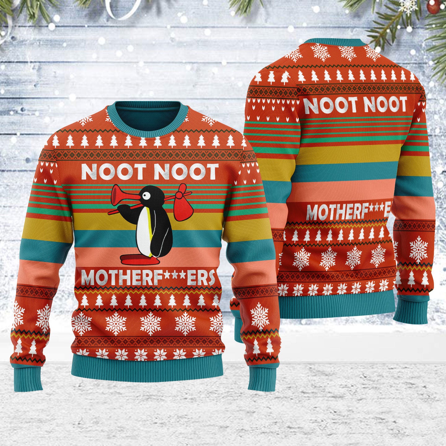 Customspig Ugly Christmas Sweater Noot Noot Motherf*kers 3D Apparel