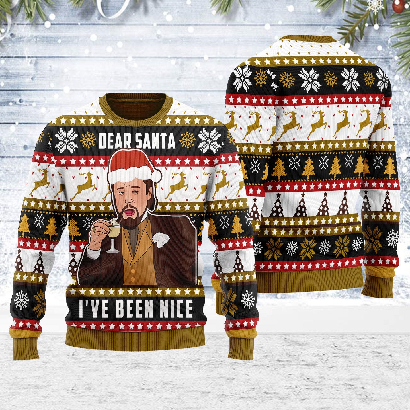Customspig Ugly Christmas Sweater Dear Santa I've Been Nice 3D Apparel