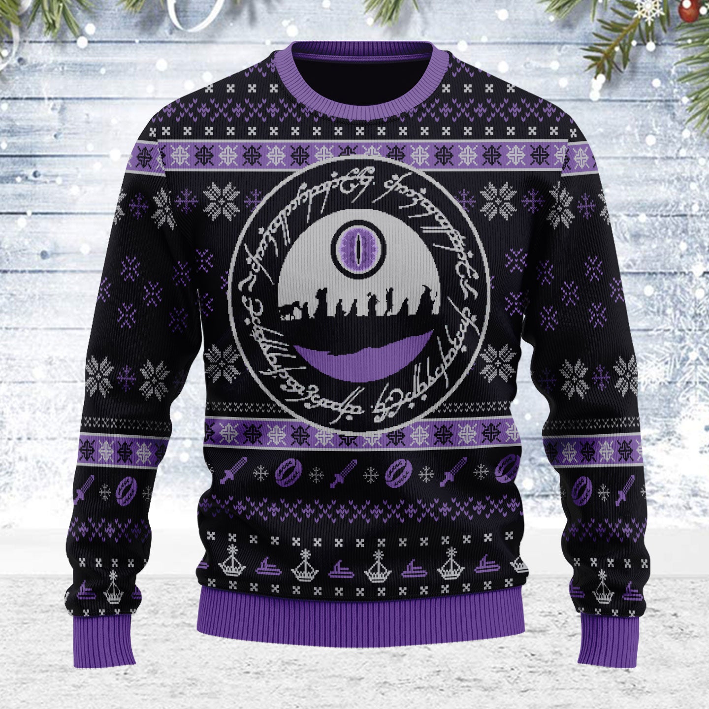 Customspig Ugly Christmas Sweater The Lord of the Rings The Fellowship 3D Apparel