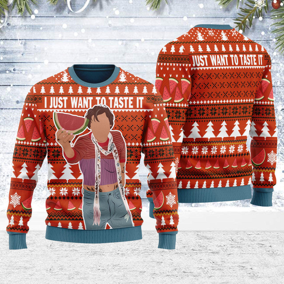 Customspig Ugly Christmas Sweater Watermelon Sugar 3D Apparel