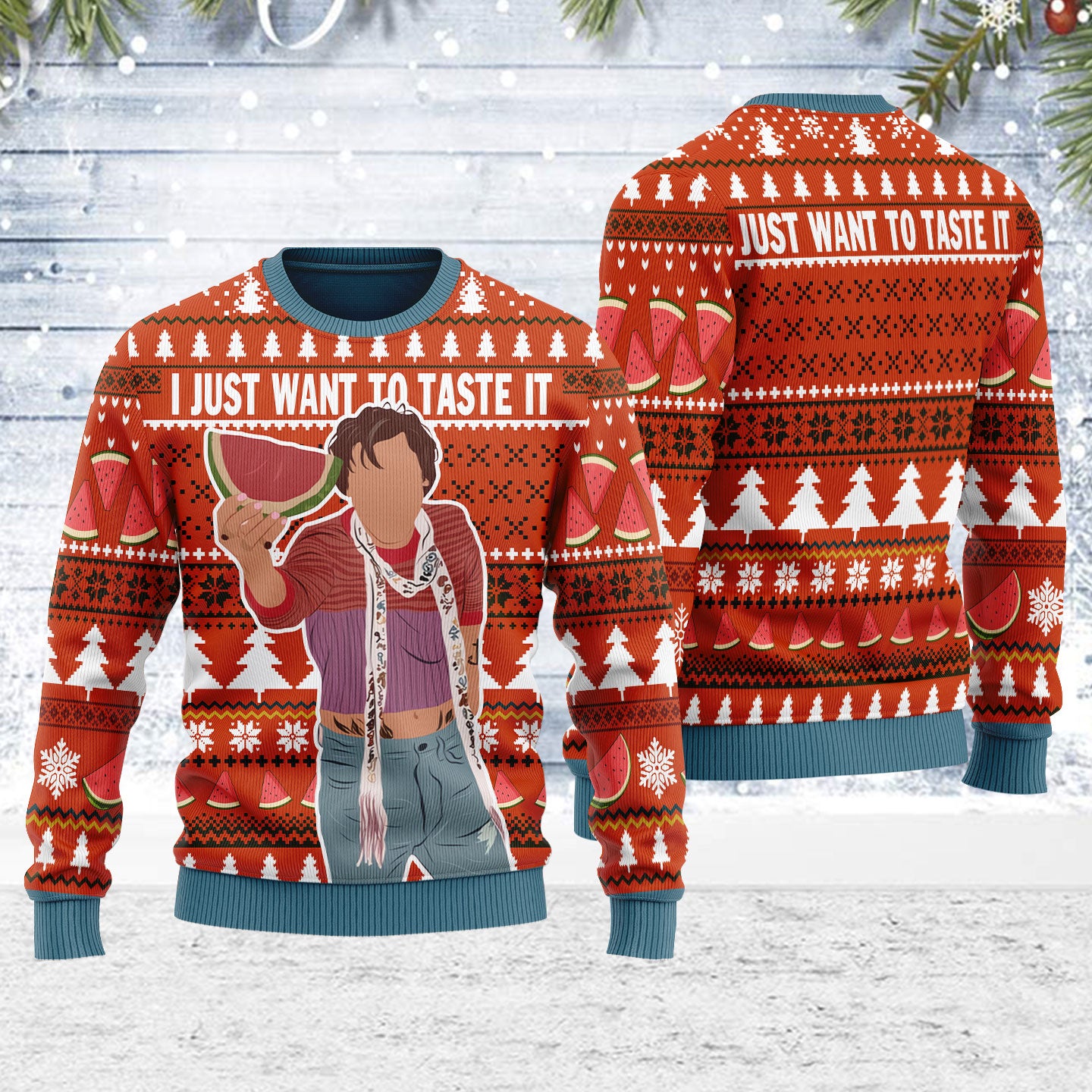 Customspig Ugly Christmas Sweater Watermelon Sugar 3D Apparel