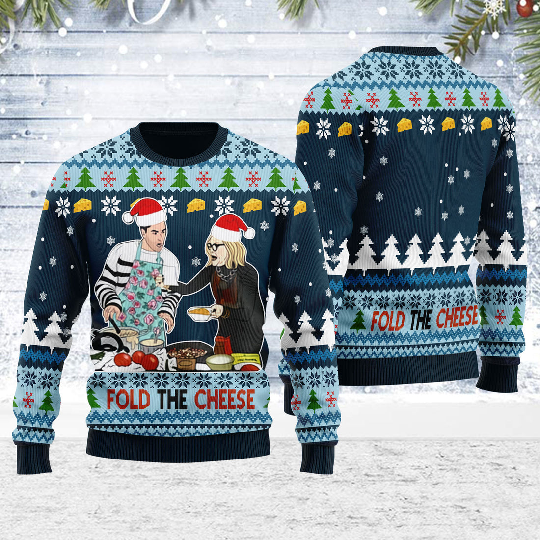 Customspig Ugly Christmas Sweater Fold The Cheese 3D Apparel