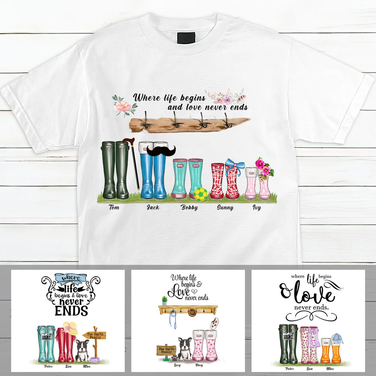 Customized Where Life Begins and Love Never Ends 2D T-Shirt
