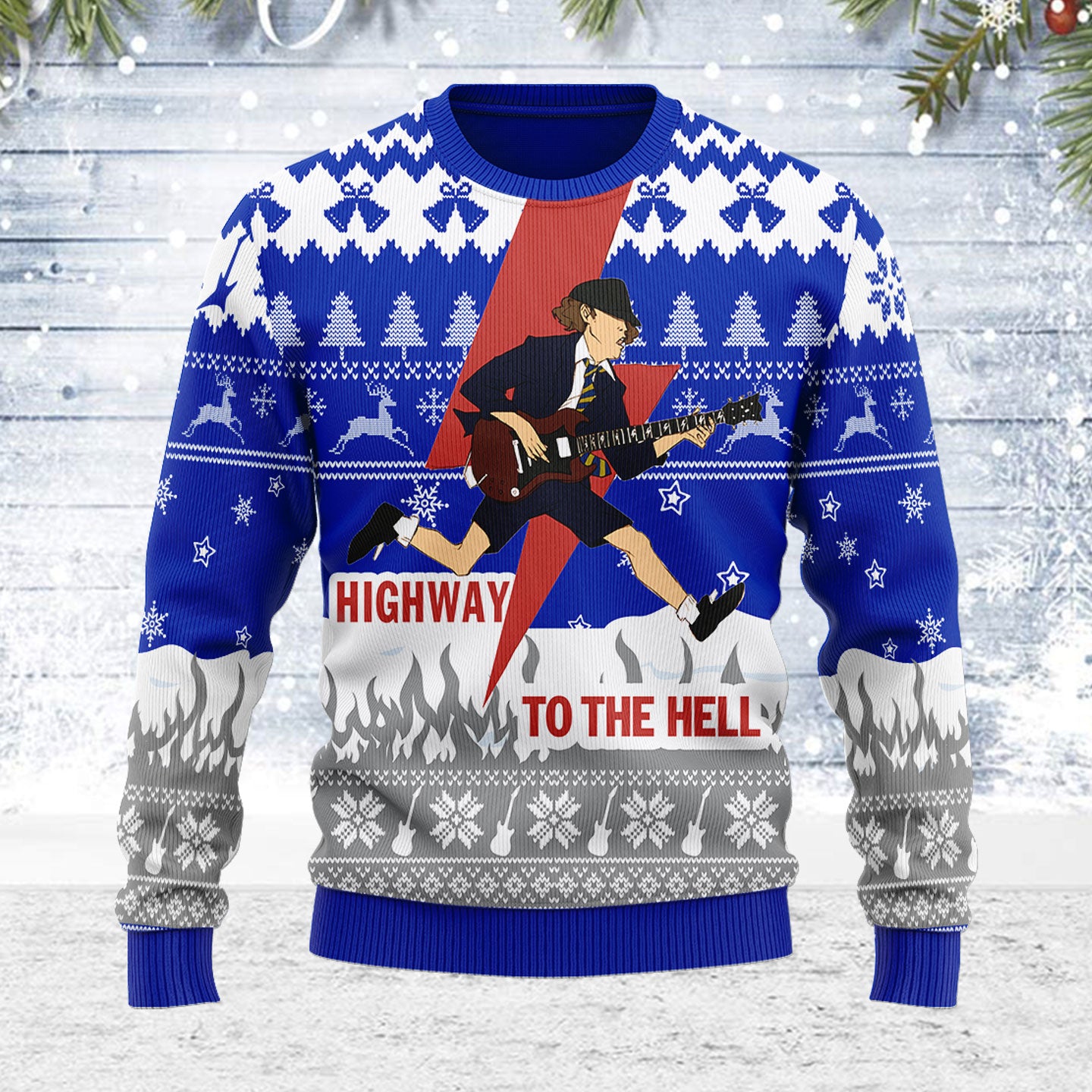 Customspig Ugly Christmas Sweater Highway To The Hell 3D Apparel