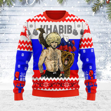 Customspig Ugly Christmas Sweater Khabib Nurmagomedov 3D Apparel