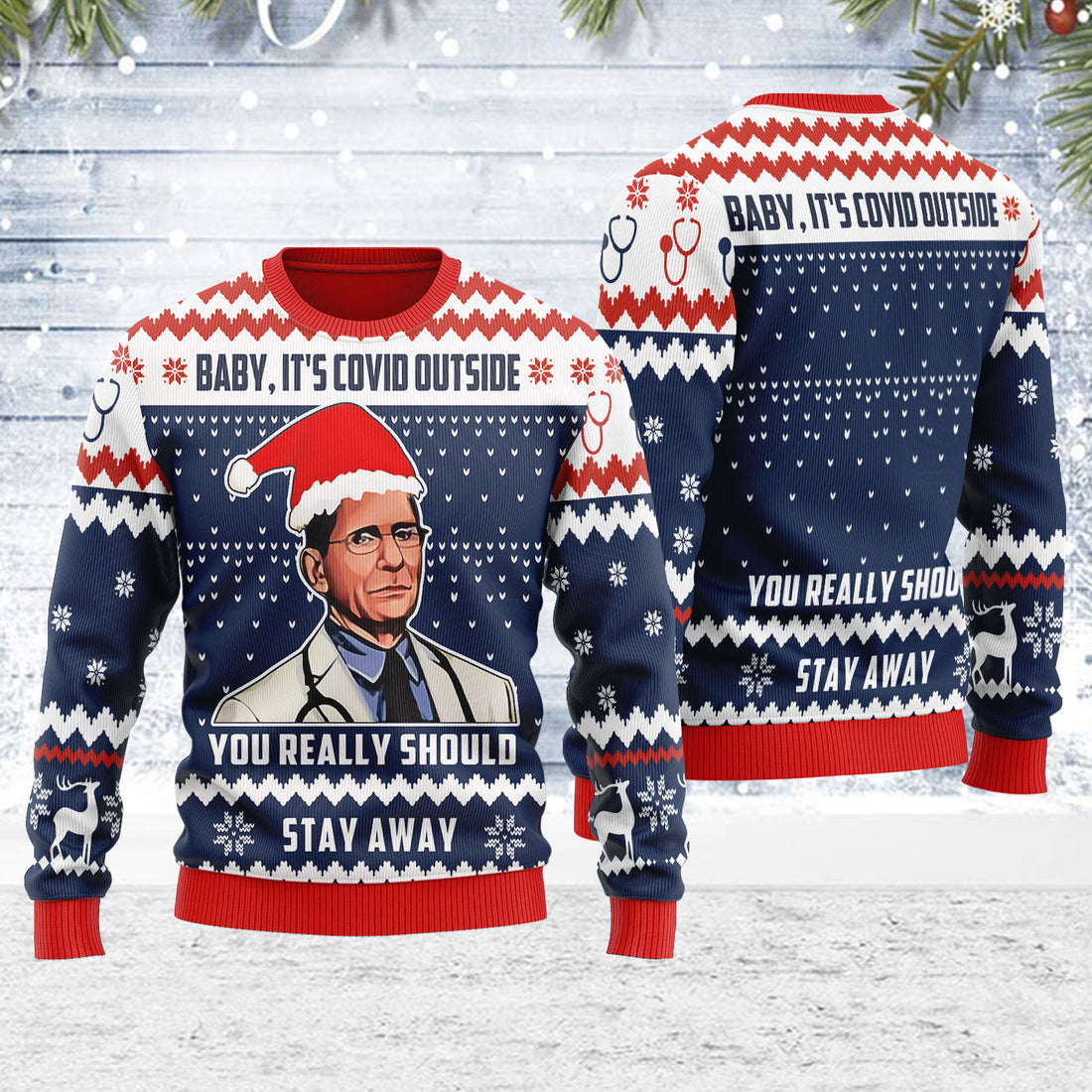 Customspig Ugly Christmas Sweater Dr. Fauci 3D Apparel