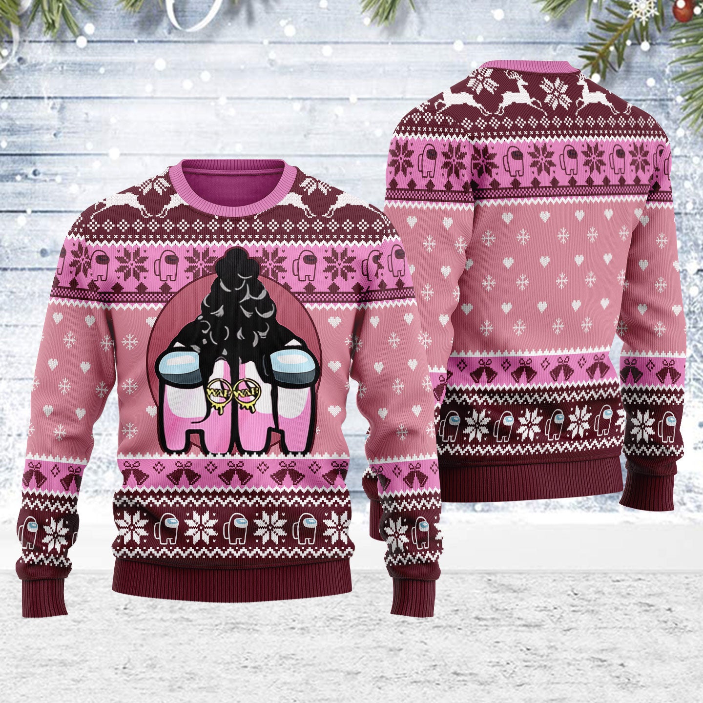 Customspig Ugly Christmas Sweater Among Us Wap 3D Apparel