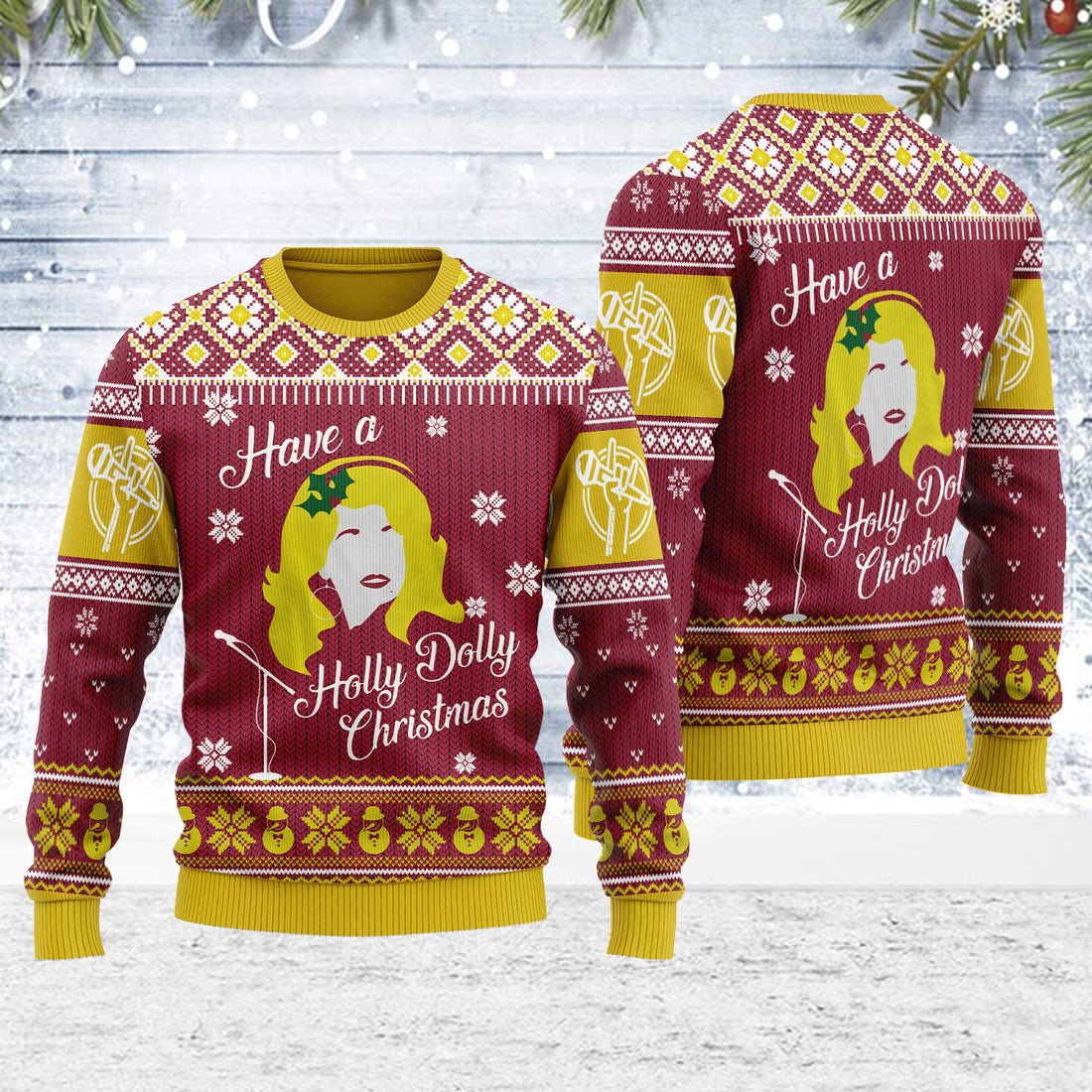 Customspig Ugly Christmas Sweater Have A Holly Dolly 3D Apparel