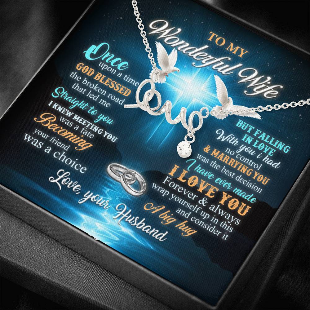 To My Wonderful Wife Love Interlocking Hearts Necklace Jewelry