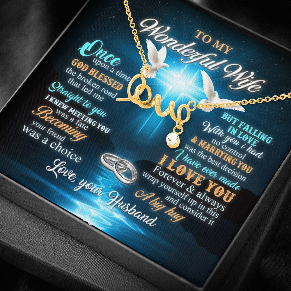 To My Wonderful Wife Love Interlocking Hearts Necklace Jewelry