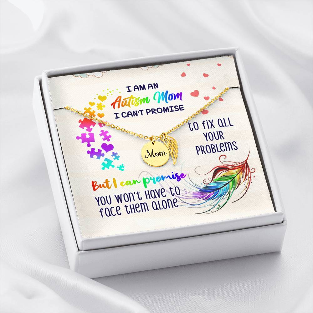 I Am An Autism Mom Necklace 18K Yellow Gold Finish Jewelry