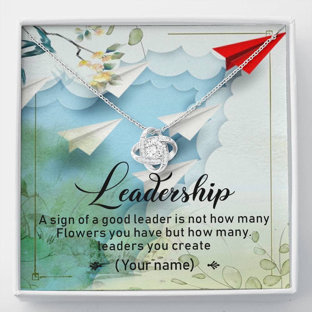 Personalized Name To Lady Boss Love Knot Necklace With Pod Message Card Standard Box Jewelry