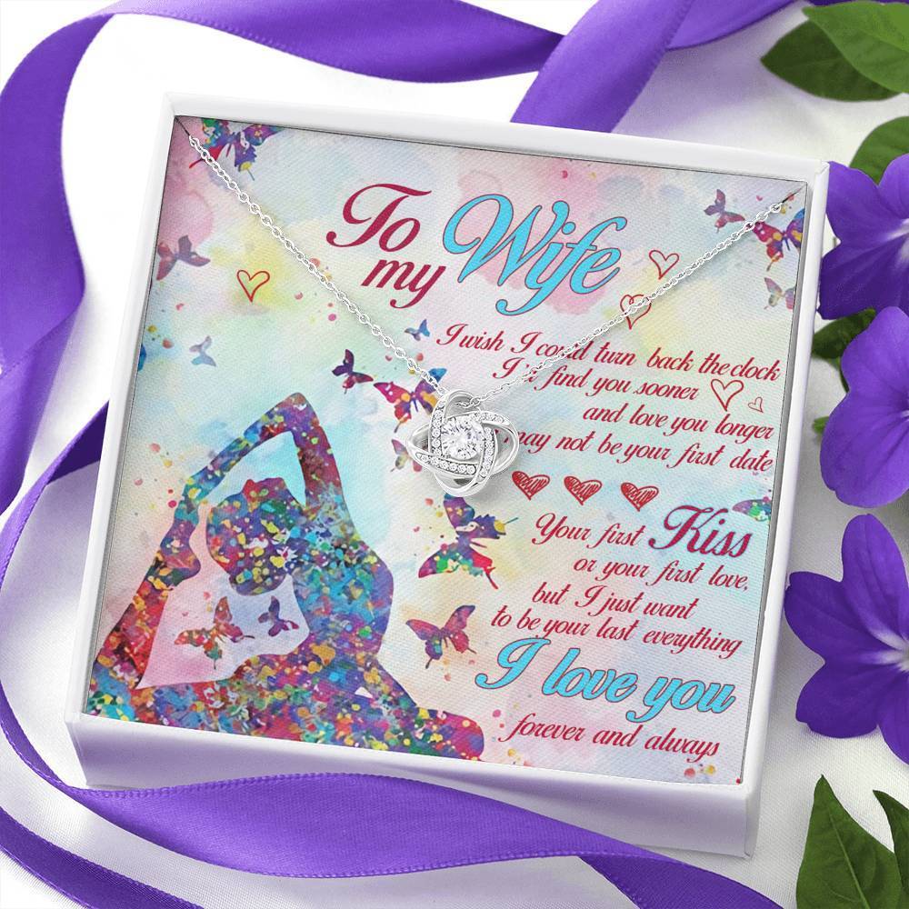 To My Wife Who Loves Yoga Love Knot Necklace With Pod Message Card Jewelry