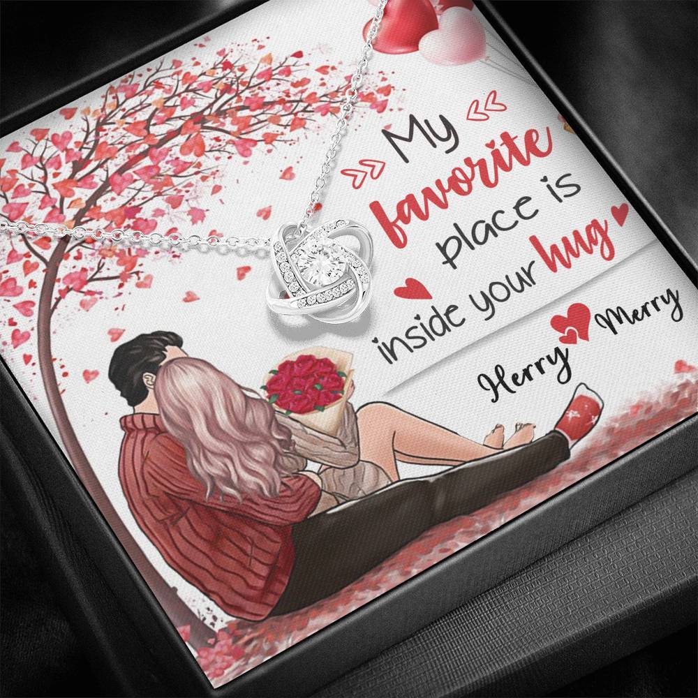 Custom Name My Favorite Place Is Inside Your Hug Knot Necklace