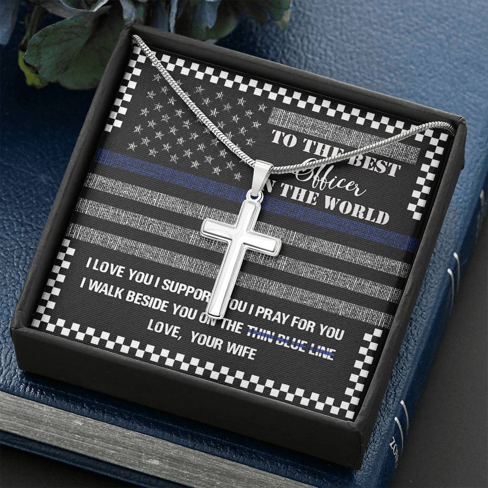 Thin Blue Line To The Best Officer In The World Necklace