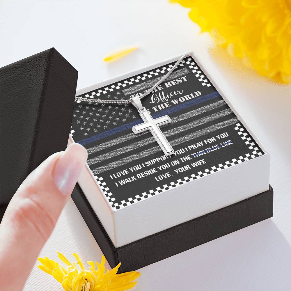 Thin Blue Line To The Best Officer In The World Necklace