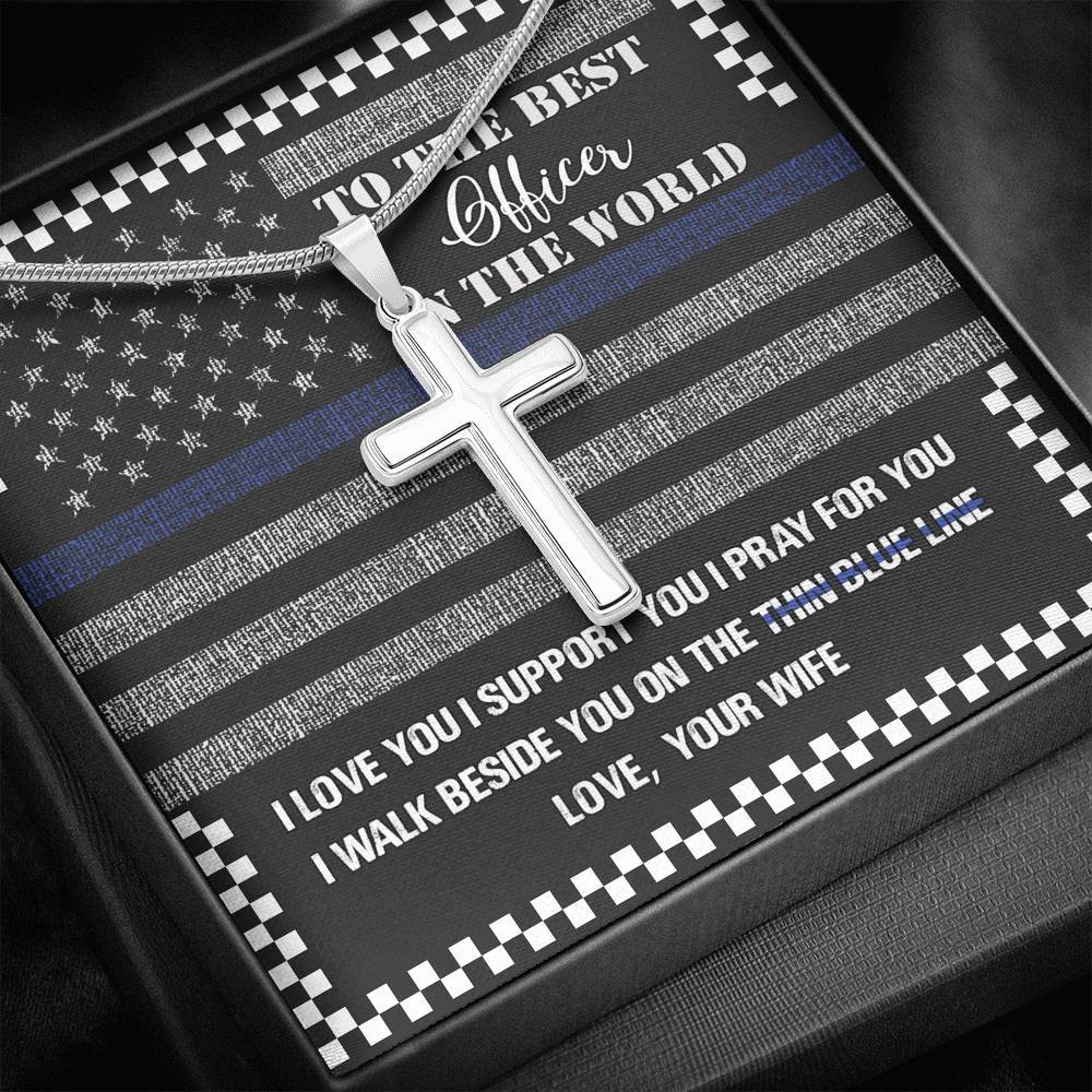 Thin Blue Line To The Best Officer In The World Necklace