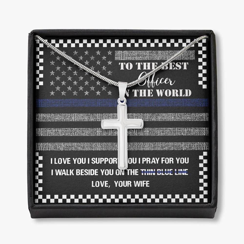 Thin Blue Line To The Best Officer In The World Necklace
