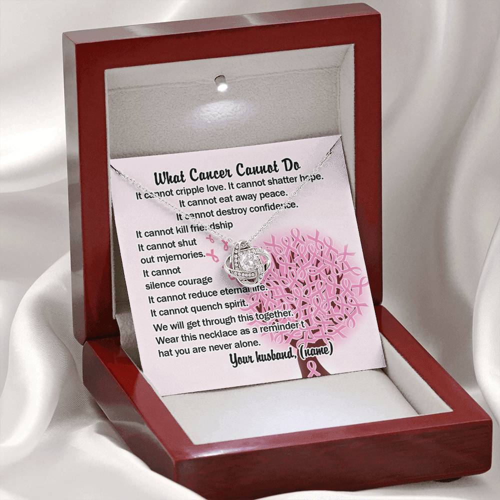 Personalized Name What Cancer Can Not Do Love Knot Necklace Jewelry