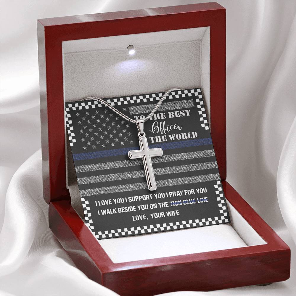 Thin Blue Line To The Best Officer In The World Necklace