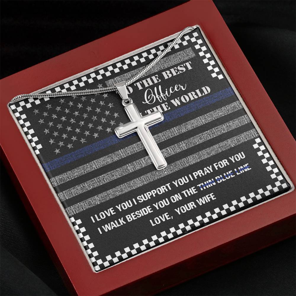 Thin Blue Line To The Best Officer In The World Necklace