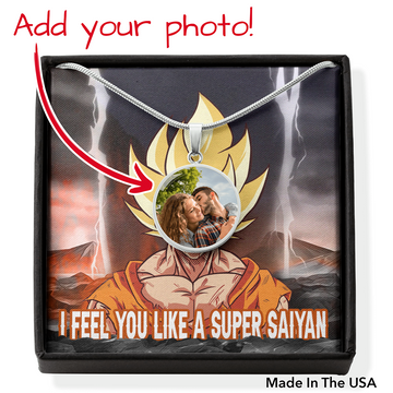 I Feel You Like A Super Saiyan Circle Pendant with POD Message Card