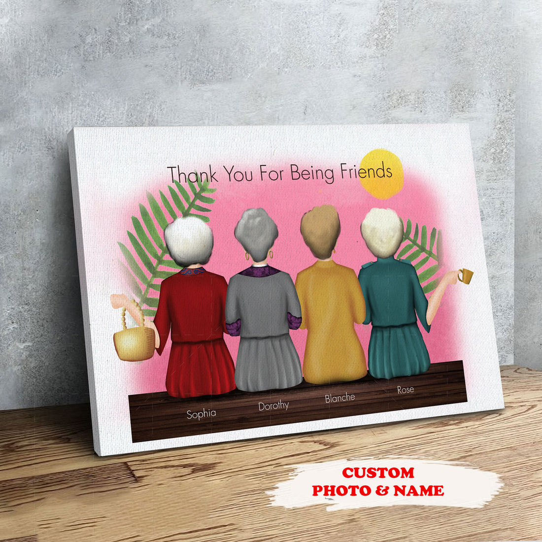 Personalized Canvas Golden Girls Stay Golden Friendship Home Decor Print Wall Art