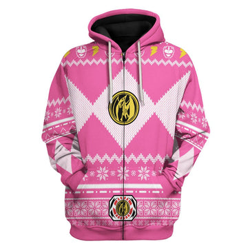 Gearhomies 3D Zip Hoodie MightyMorphin, Pink