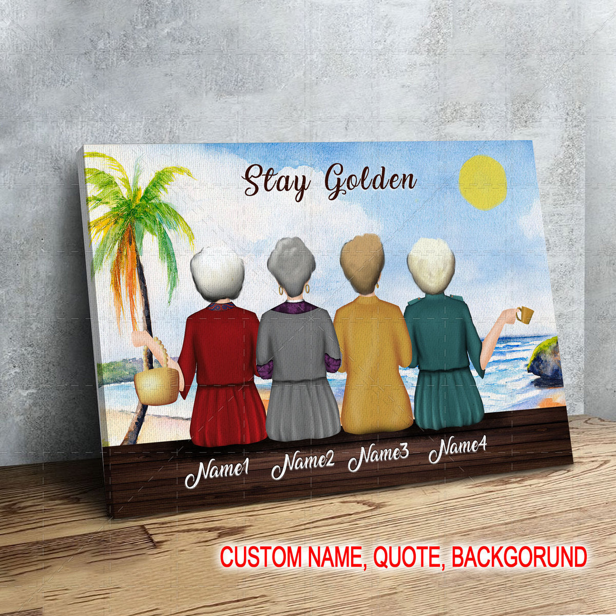 Personalized Canvas Golden Girls Stay Golden Friendship Home Decor Print Wall Art