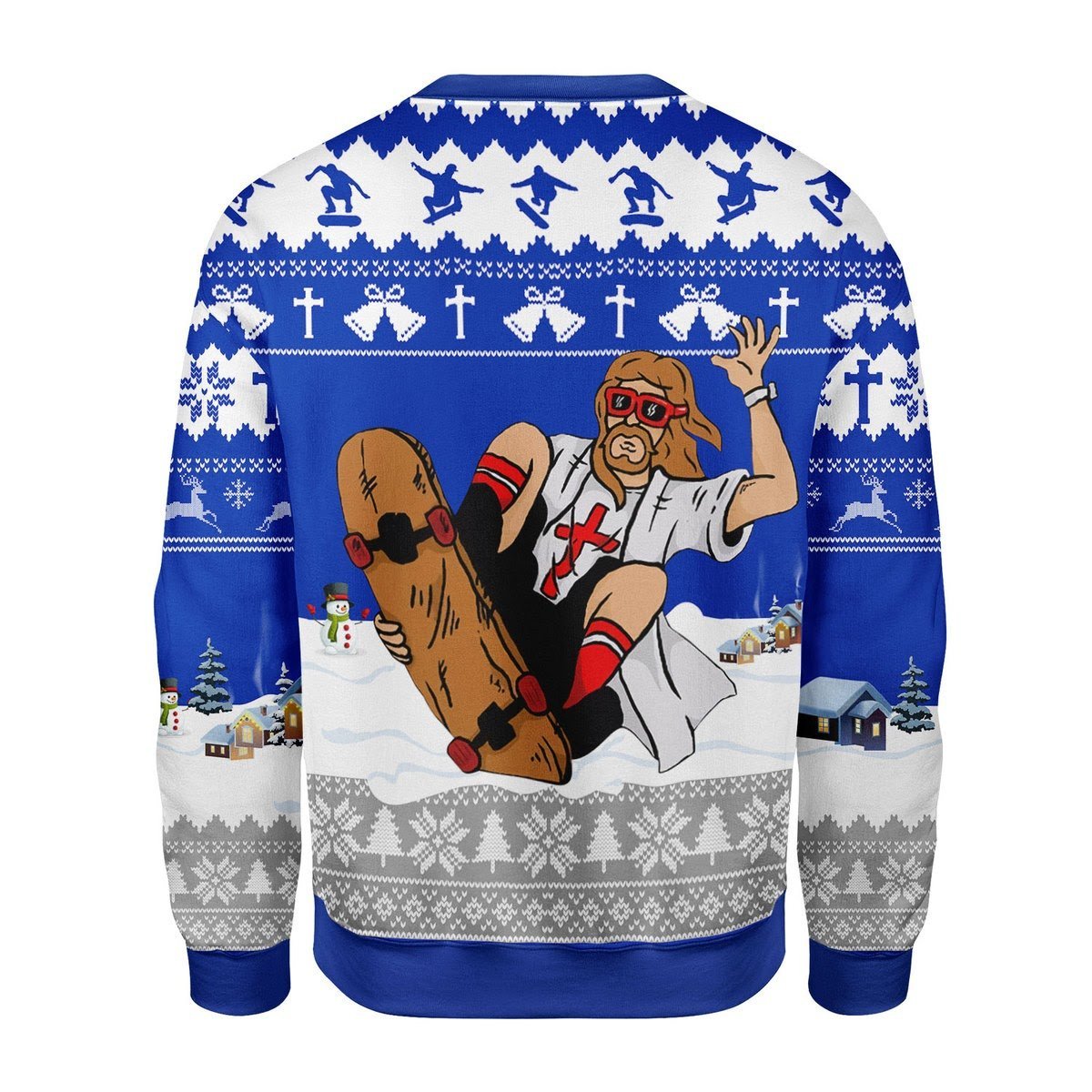 Gearhomies Christmas Unisex Sweater Jesus Skateboarding Christmas 3D Apparel