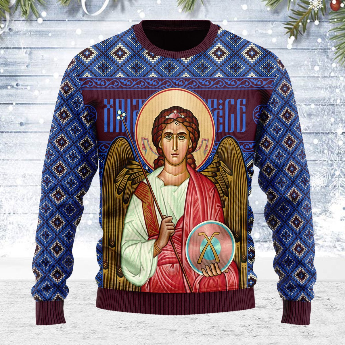 Merry Christmas Customspig Unisex Ugly Christmas Sweater St. Archangel Michael 3D Apparel