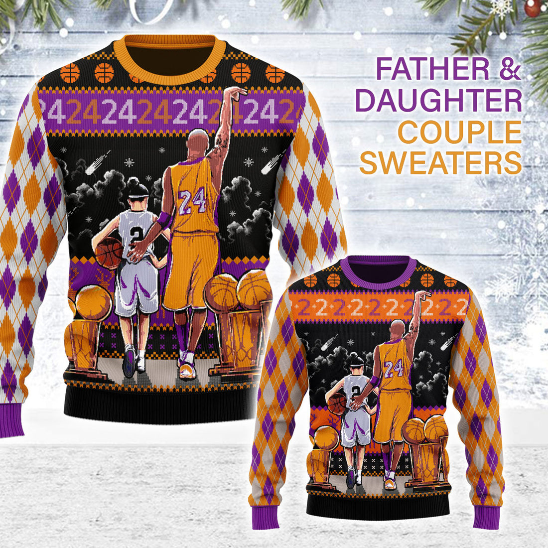 Customspig Ugly Christmas Sweater Father and Daughter Best Friends For Life 3D Apparel
