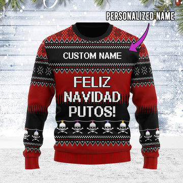 Customspig Ugly Christmas Sweater Feliz NaviDad Custom Name 3D Apparel