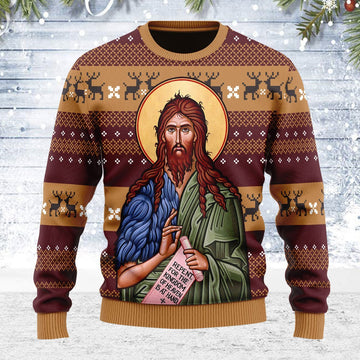 Merry Christmas Customspig Unisex Ugly Christmas Sweater St. John the Baptist 3D Apparel