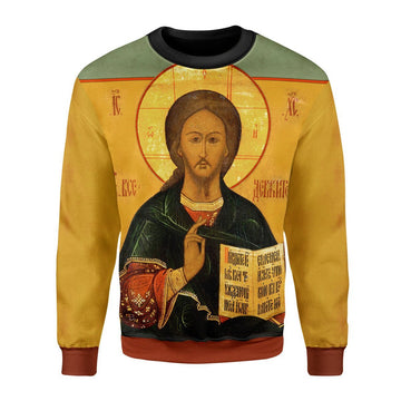 Customspig Christmas Unisex Sweater Orthodox Jesus Ugly Christmas 3D Apparel