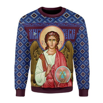 Merry Christmas Customspig Unisex Christmas Sweater St. Archangel Michael 3D Apparel