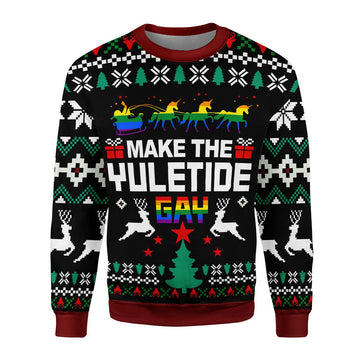 HumansBold Unisex Sweatshirt Make The Yuletide Gay Pride 3D Apparel