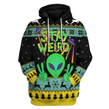 HumansBold Unisex Hoodie Stay Weird Alien 3D Apparel